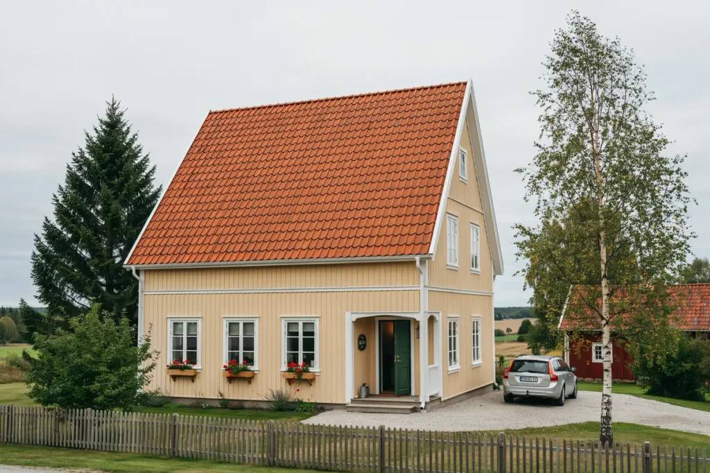 nylagt tegeltak p villa i berga sm land